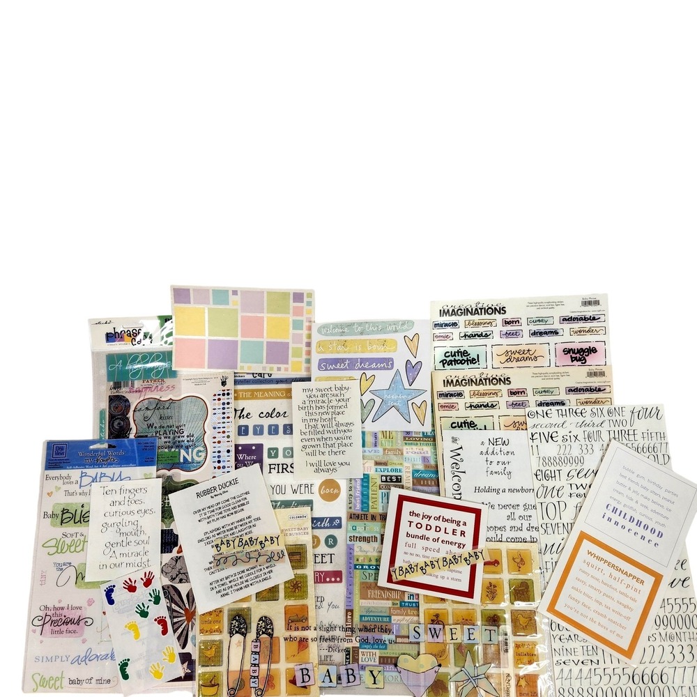 Baby Toddler Newborn Scrapbook Stickers Lot Epoxy Words Phrases K&Company